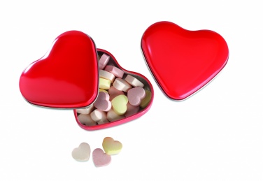 Logo trade promotional giveaways image of: Heart tin box with candies